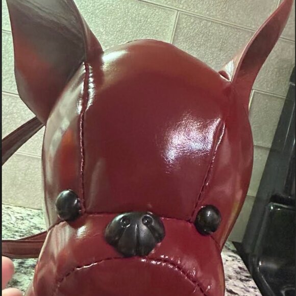 Novelty French Bulldog Crossbody Bag – Burgundy | Chic & Playful Design - Picture 5 of 9